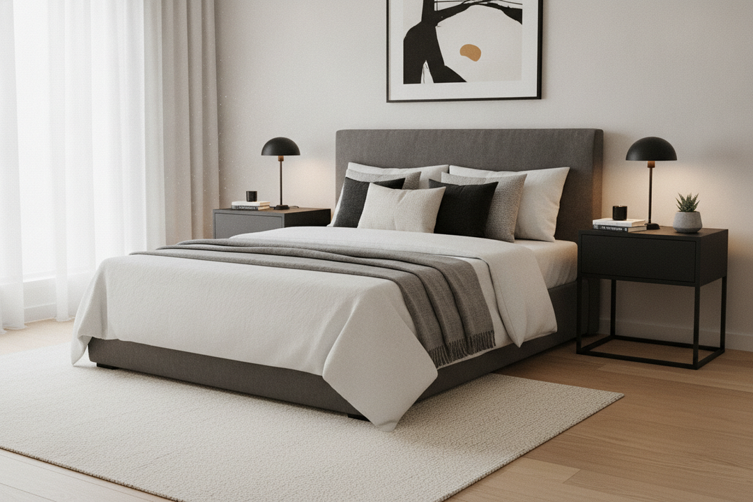 Why a Black Bedside Table Is the Easiest Way to Ground a Messy Room
