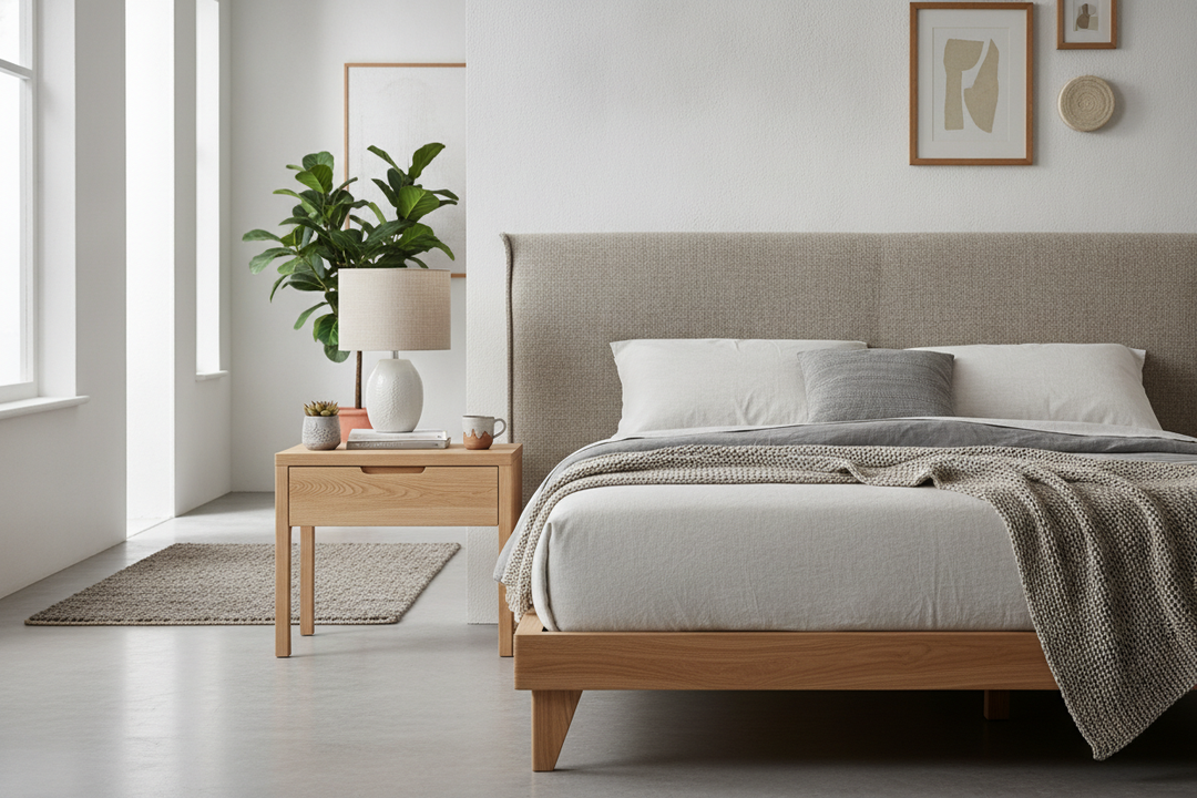 I Swore Off Cheap Furniture Until I Found a Rubber Wood Bedside Table