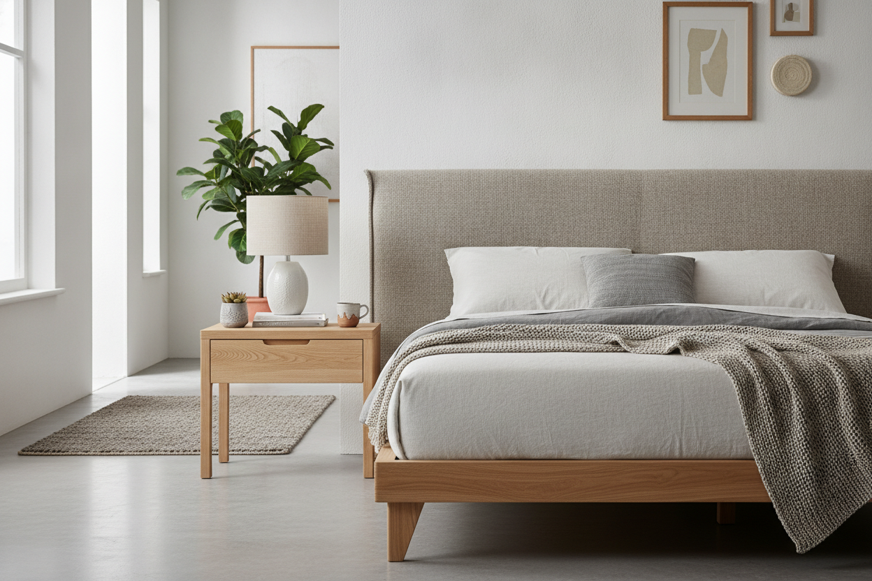 I Swore Off Cheap Furniture Until I Found a Rubber Wood Bedside Table