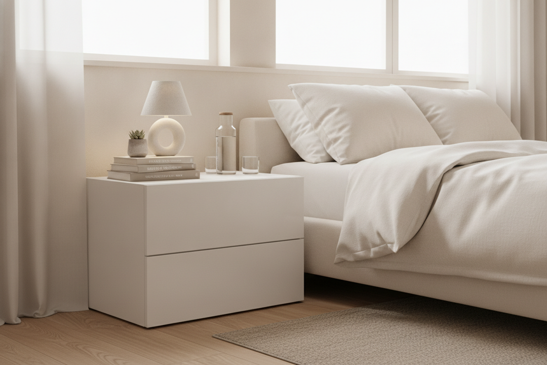Why a White Bedside Table With One Drawer Is the Ultimate Palate Cleanser