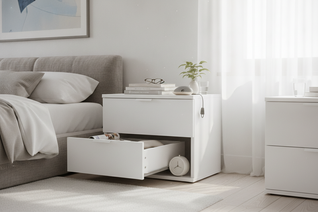 The Messy Sleeper's Case for a White 2 Drawer Bedside Cabinet