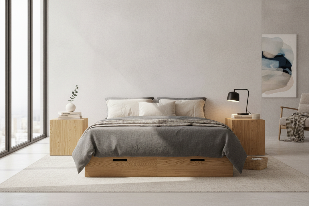 Why I Ditched Spindly Legs for a Wooden Box Bedside Table