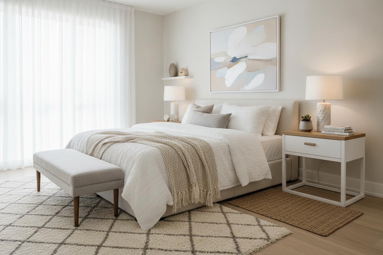 How a White Bedside Table With Wood Top Fixed My Sterile Bedroom