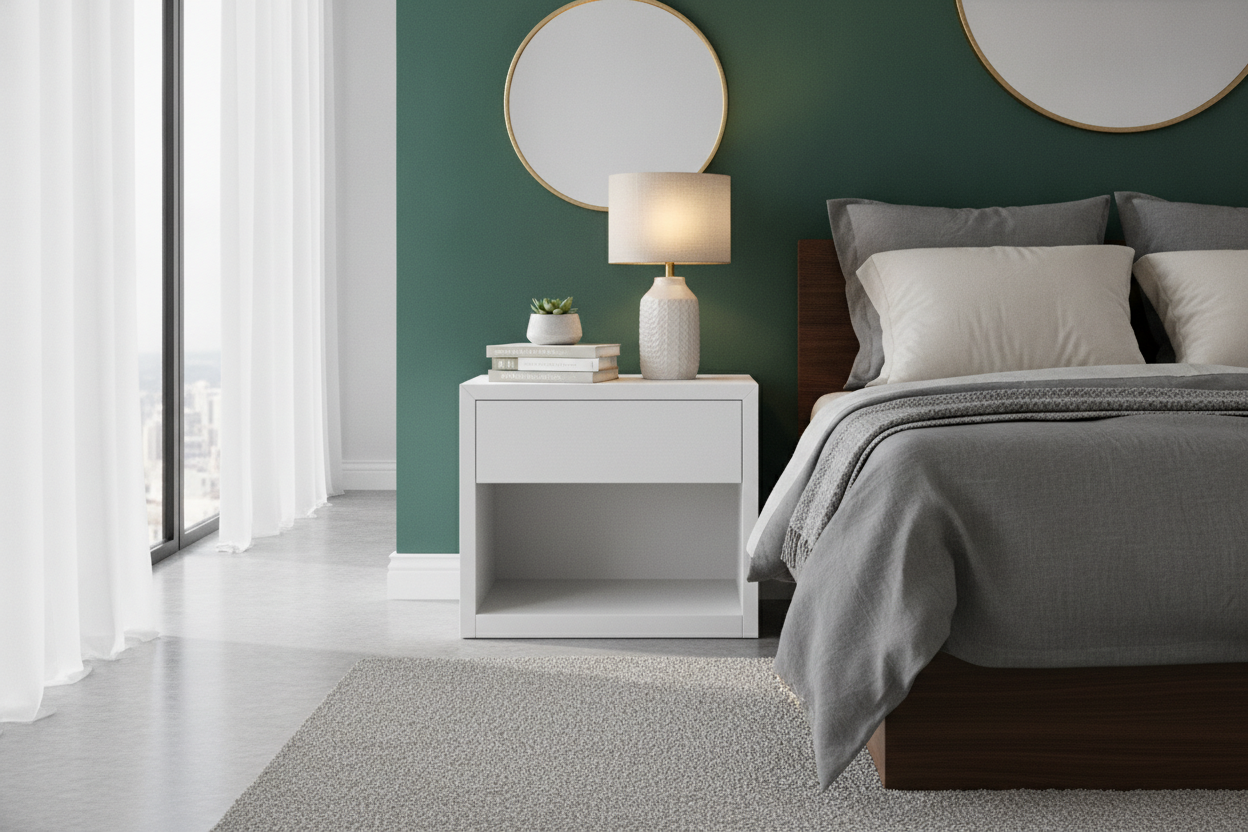 Why Matching a Nightstand White to Your Bed is a Rookie Mistake