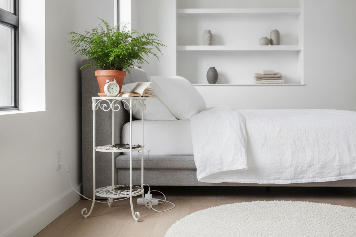 Why a Plant Stand Makes a Terrible Small End Table for Bedroom Duty
