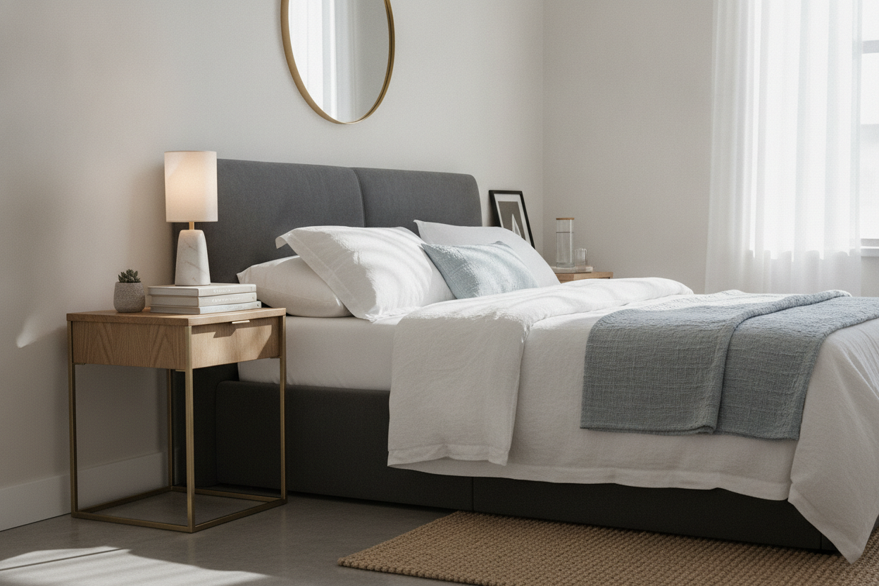 Stop Squishing Your Bed: Get a Narrow Side Table for Bedroom Gaps