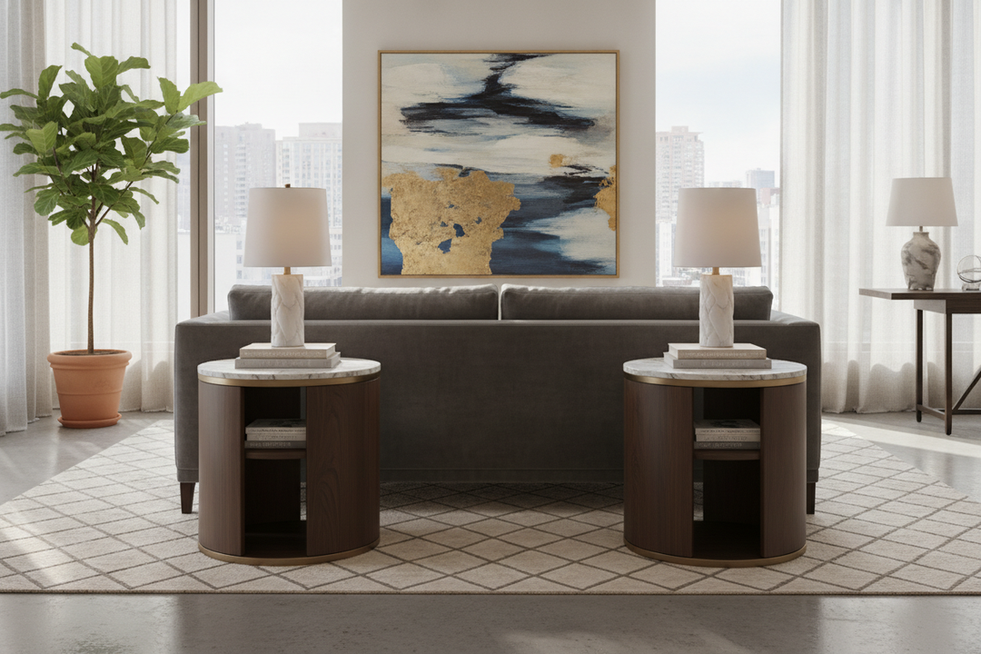 Your Matching Side Couch Tables Look Like a Hotel Lobby