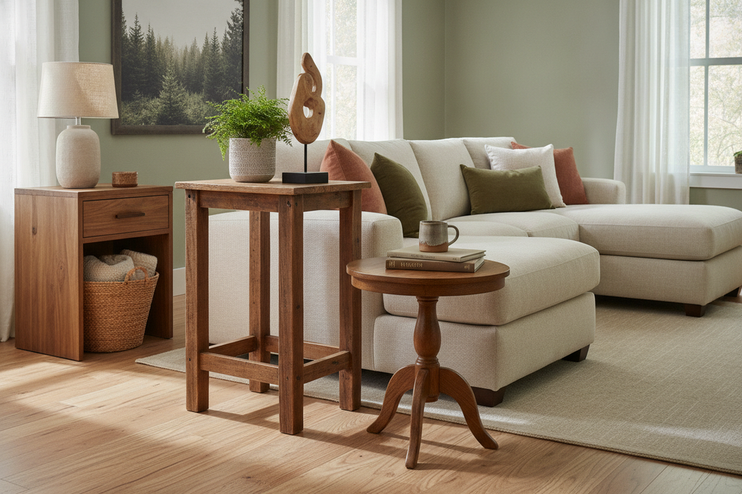 I'm Done With Glass: Why a Wooden Side Table Living Room Setup Wins