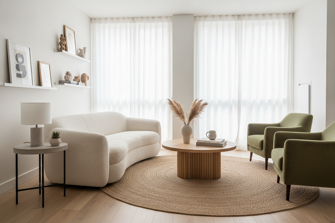 Your Chunky Sofa is Begging for a Round Accent Table
