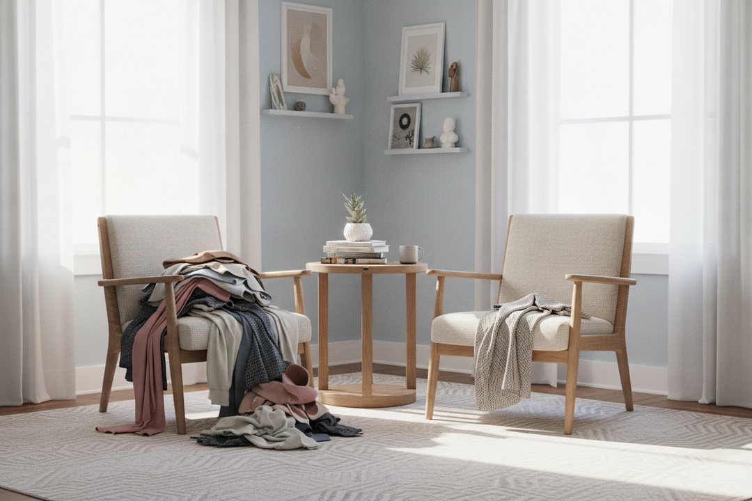 Please Stop Using Your Accent Table and Chairs as a Laundry Basket