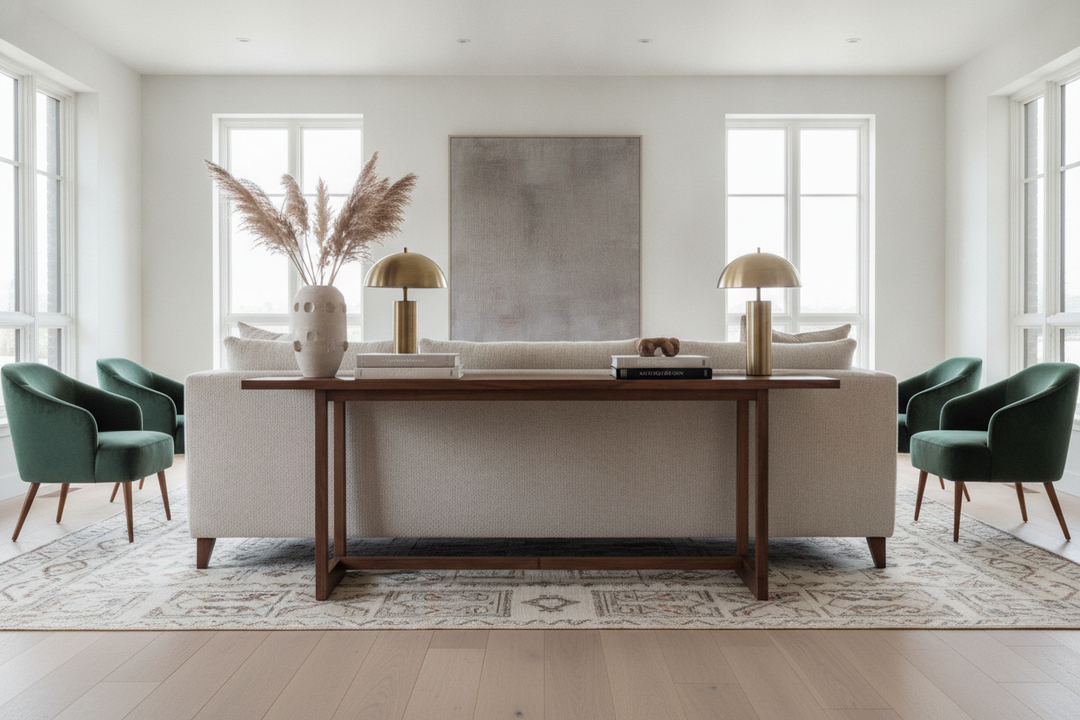 Why Your Floating Sofa Needs an Accent Table Long Enough to Anchor It