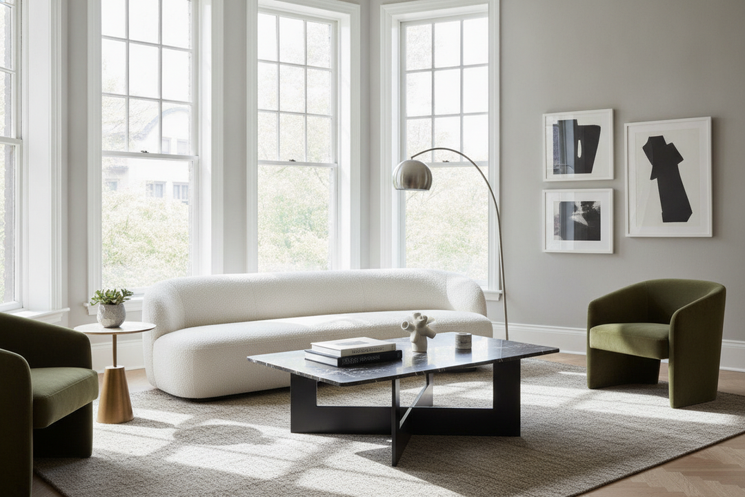 Why Your Next Table Needs to Be the Complete Opposite of Your Sofa