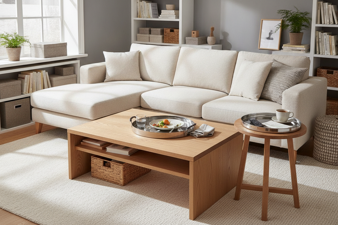 The Table and Tray Setup I Rely On for Mess-Free Couch Dinners
