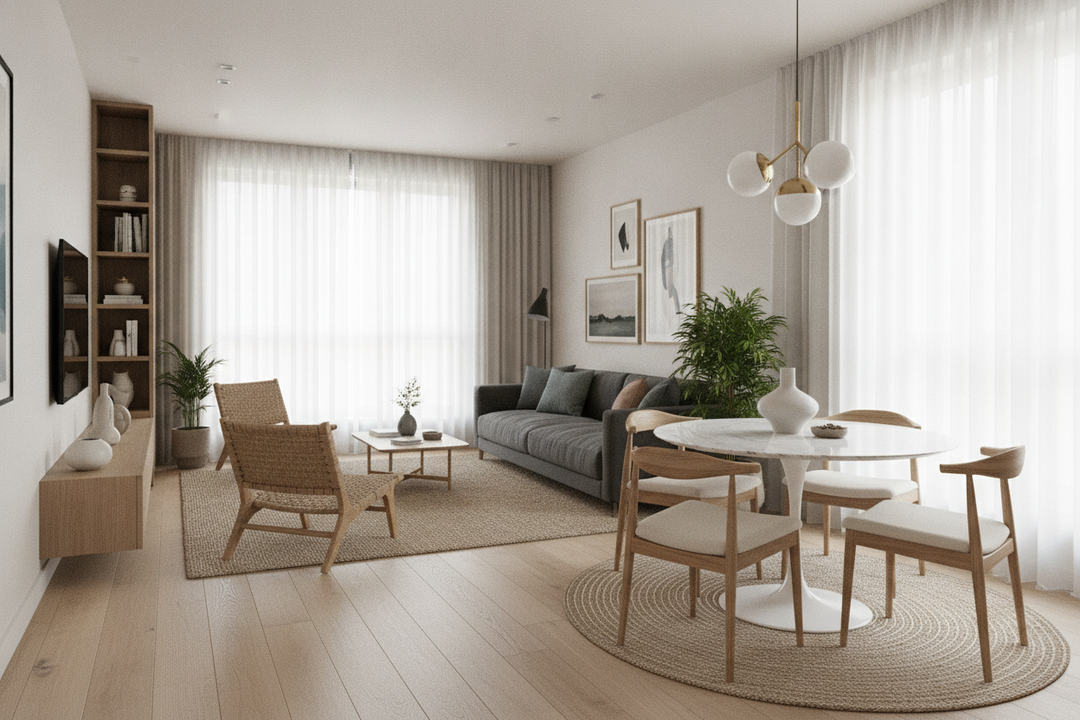 Stop Using the Wall: How to Fit Dining Table in Small Living Room