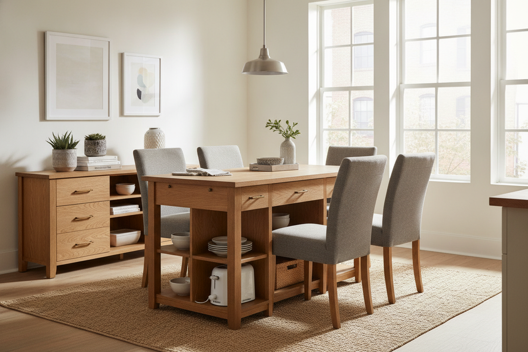 Your Tiny Kitchen Needs a Dinette Table With Storage, Not an Island