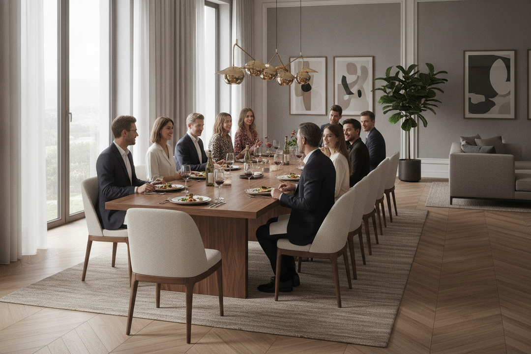 Your New Dining Room Table Seats 12, But Can Guests Actually Stand Up?