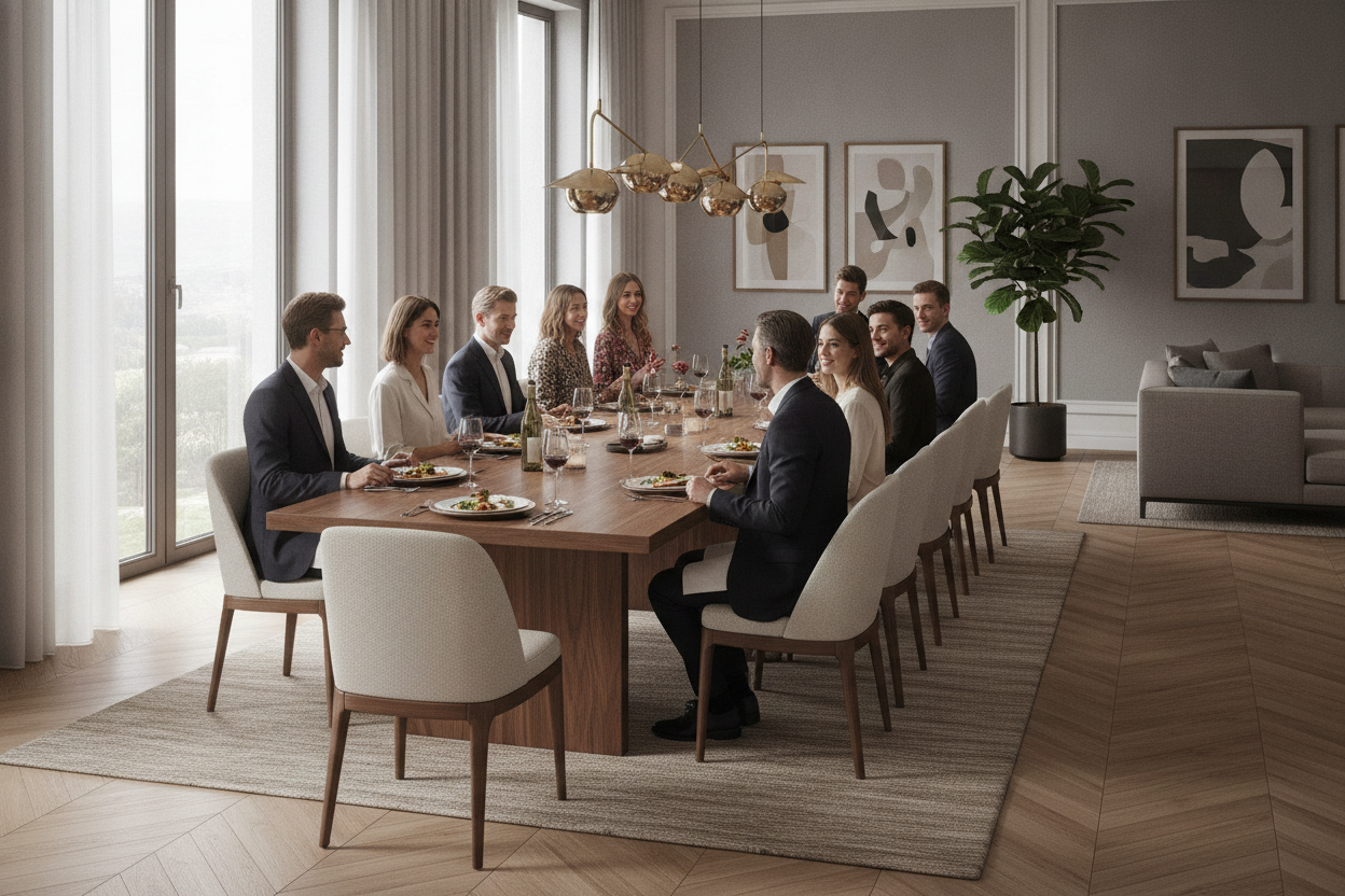 Your New Dining Room Table Seats 12, But Can Guests Actually Stand Up?