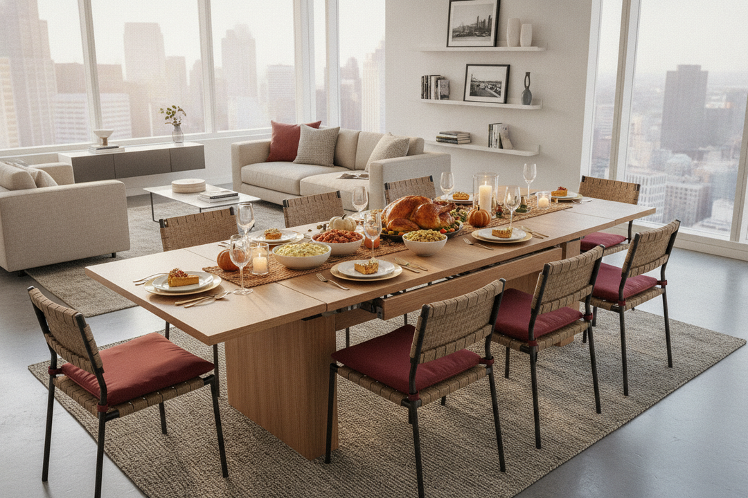 We Hosted Thanksgiving on a Space Saving Dining Table for 8