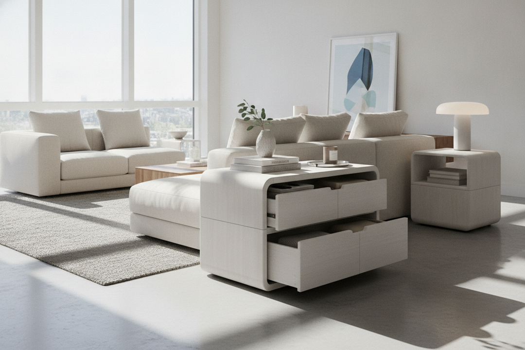 My Secret to Faking a Clean House? A Modern Storage Side Table