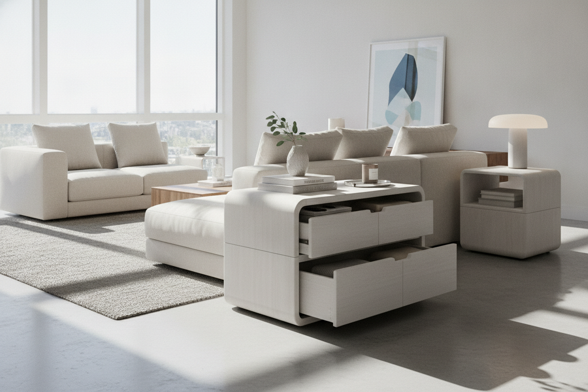 My Secret to Faking a Clean House? A Modern Storage Side Table