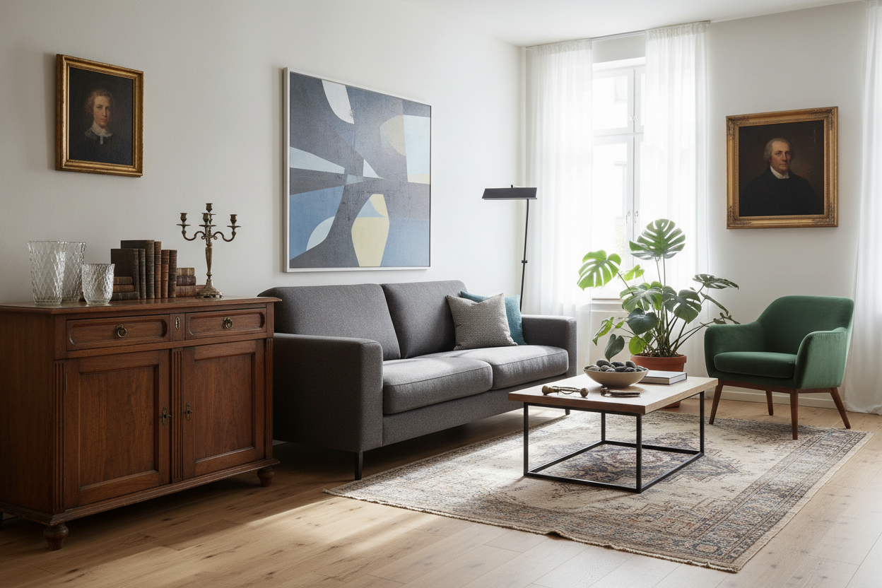 Why My Antiques Sit Next to Basic IKEA Contemporary Furniture