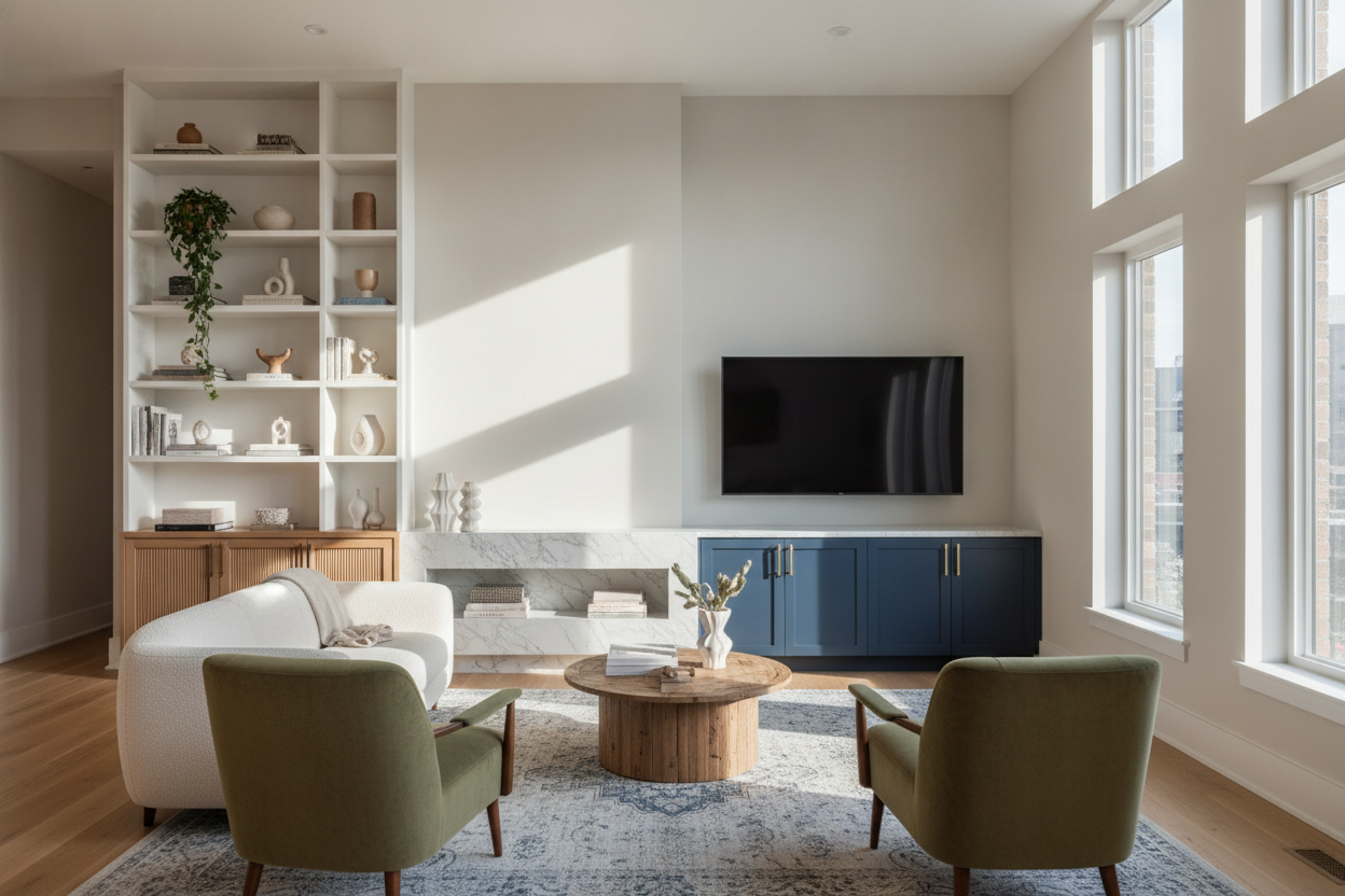 Why I Ditched the Symmetrical Living Room Built In Look