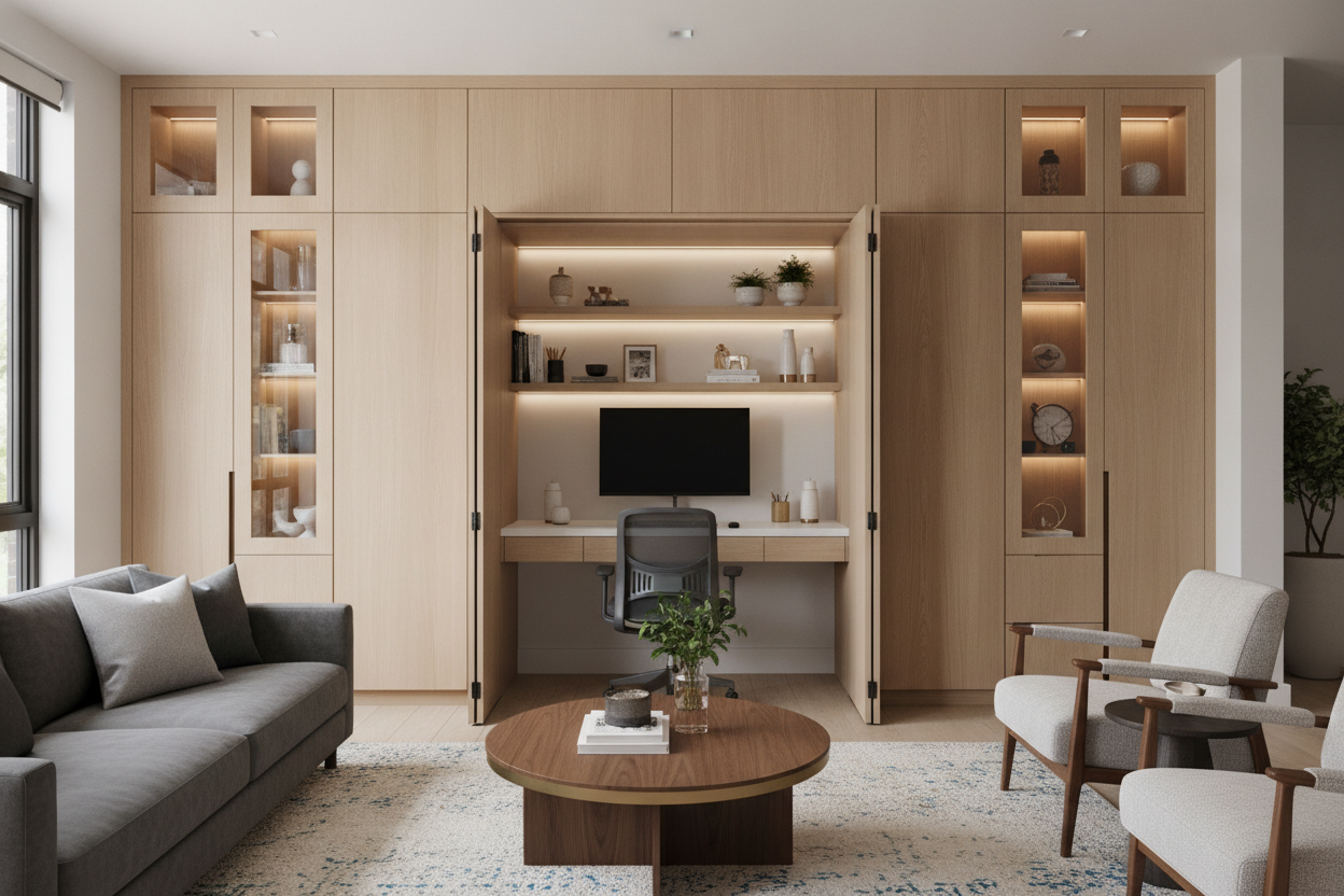 How I Hid My Built In Office Cabinets and Desk in Plain Sight