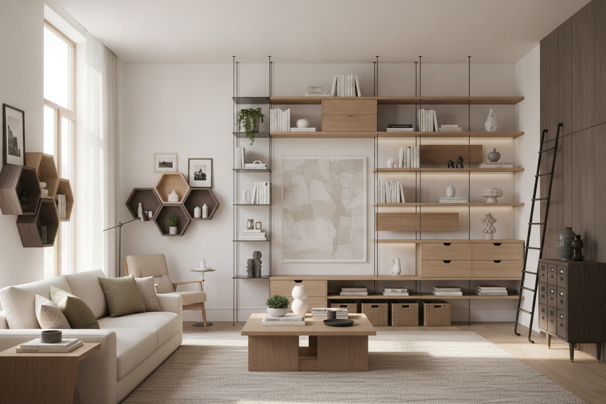 12 Clever Ideas for Living Room Shelving: Choosing the Best Storage for Your Space