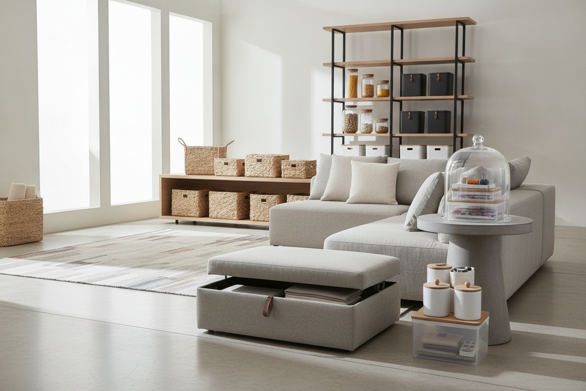 6 Pretty Ways to Organize with Storage Containers: Aesthetic Systems and Furniture Integration
