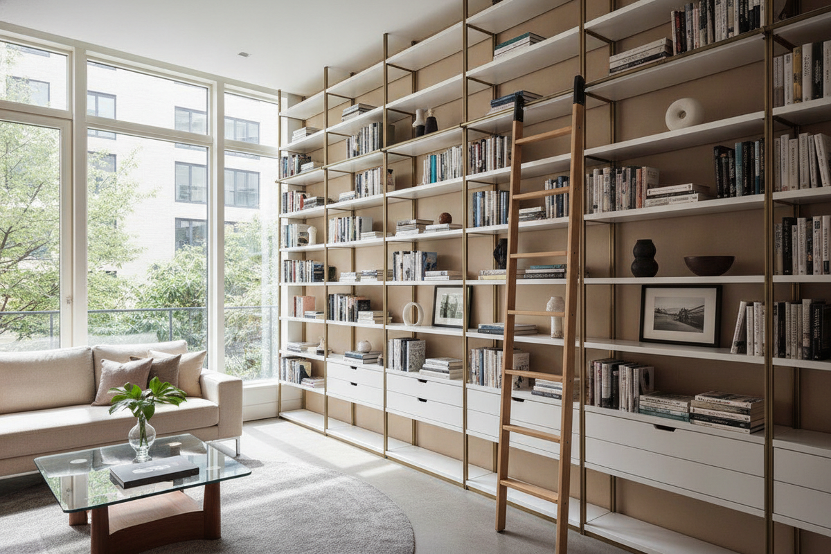 Bookshelf Wall Small Space Strategies: Layout Frameworks, Shallow Profiles, and Vertical Storage Systems