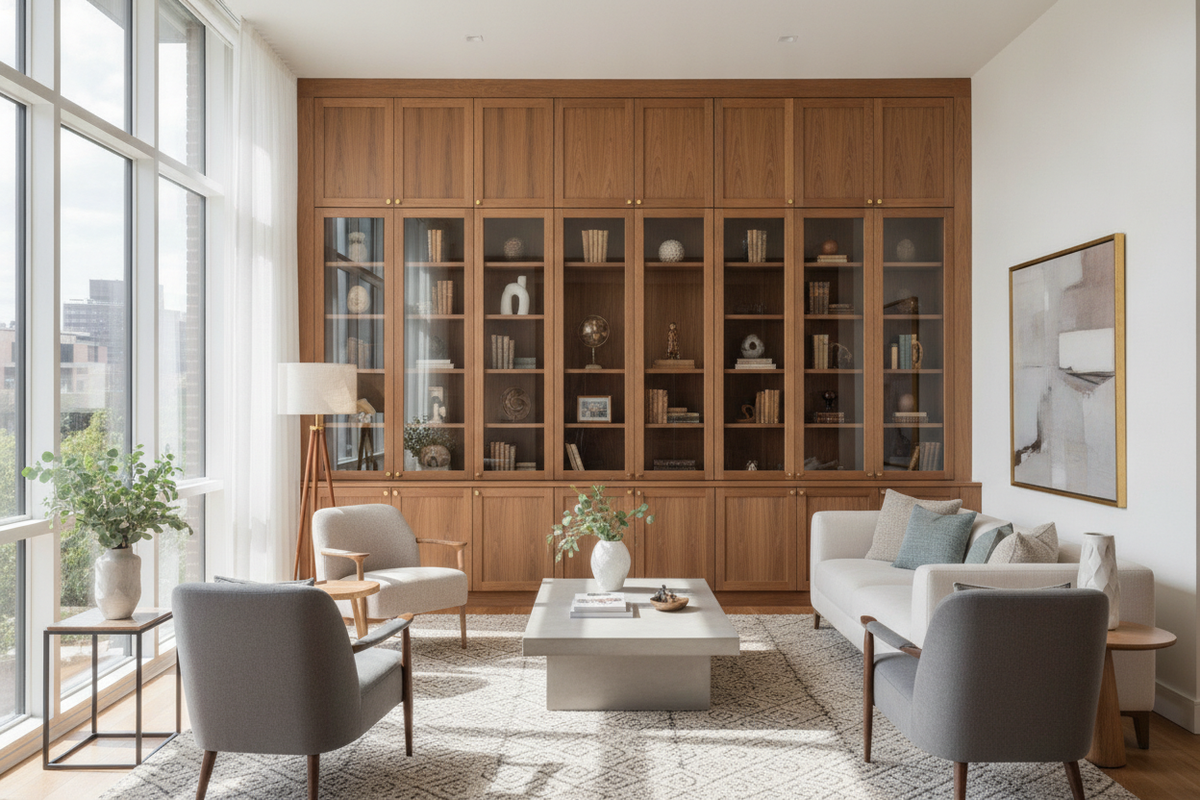 Built-In Bookcase with Glass Doors: Planning, Retrofitting, and Design Guide