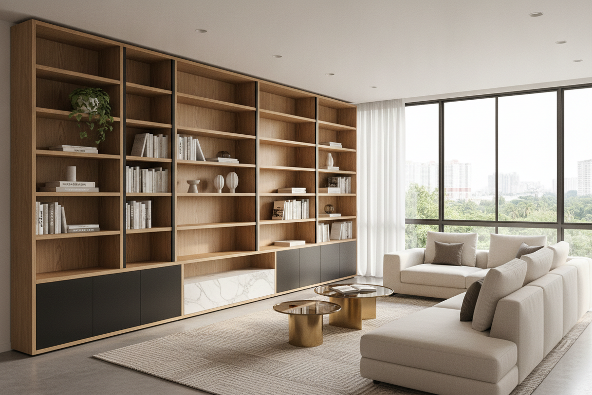 Modern Bookshelf with Cabinet: Styles, Storage Ratios, and Room Layouts