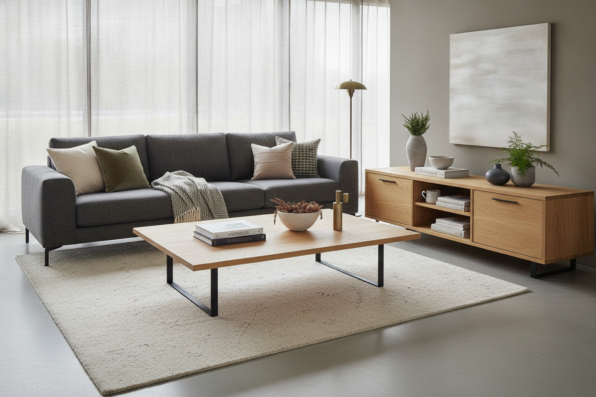 Sofa and Coffee Table Set Guide: Layout Proportions, Matching Suites, and Storage Frameworks