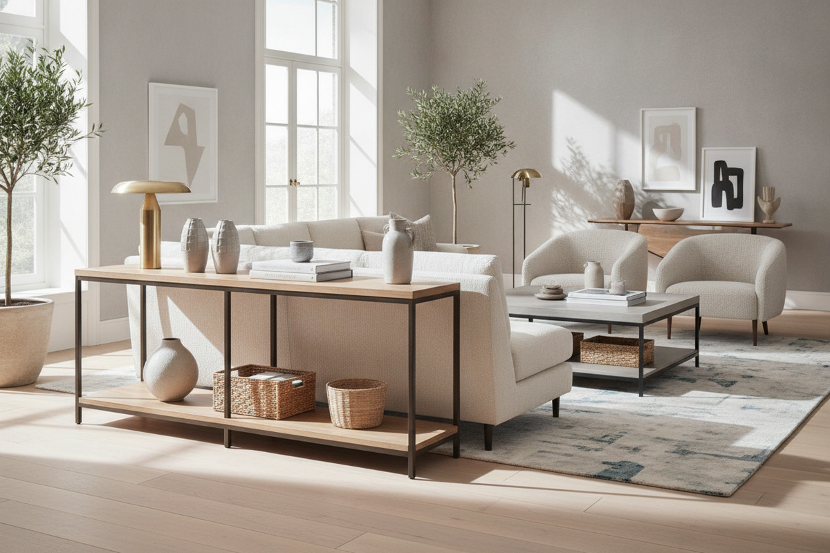 Console Table and Coffee Table Pairing Guide: Spatial Proportions, Material Coordination, and Dual-Zone Storage Frameworks