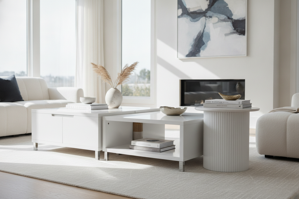 White Coffee Table Set Guide: Multi-Piece Layouts, Finish Pairings, and Storage Frameworks