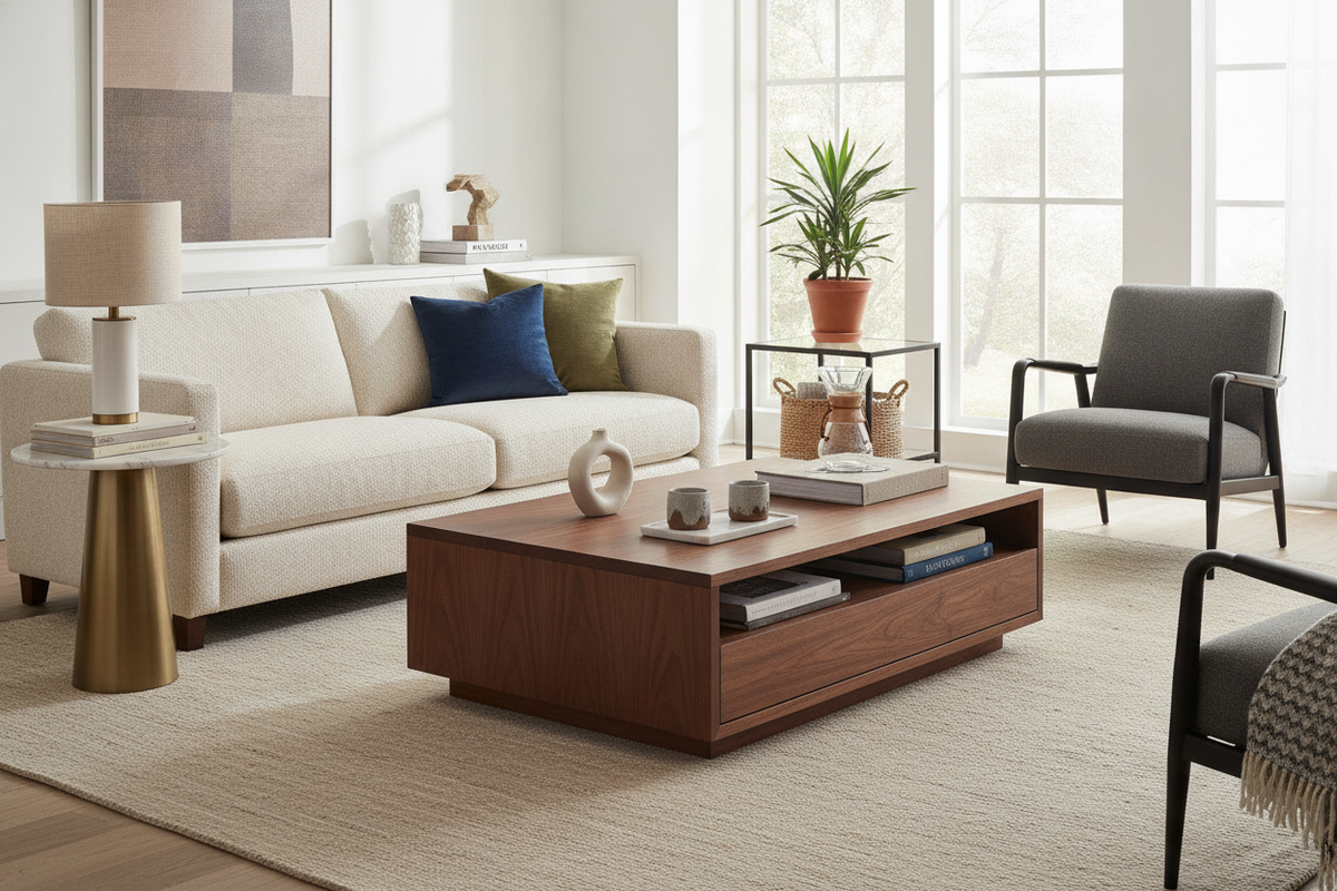 Coffee Table and Side Table Pairing Guide: Layout Proportions, Storage Distribution, and Material Selection Frameworks