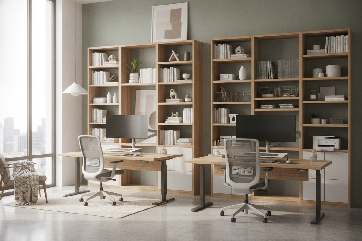 Desks with Shelves Buying and Layout Guide: Shelving Configurations, Vertical Storage Zoning, and Workstation Ergonomics