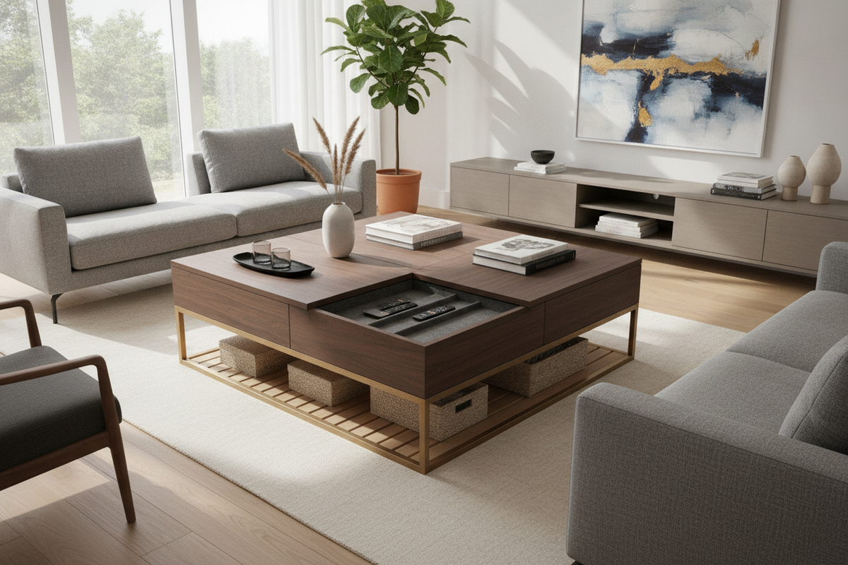 Modern Coffee Table Storage Guide: Compartment Types, Spatial Layouts, and Living Room Organization Frameworks