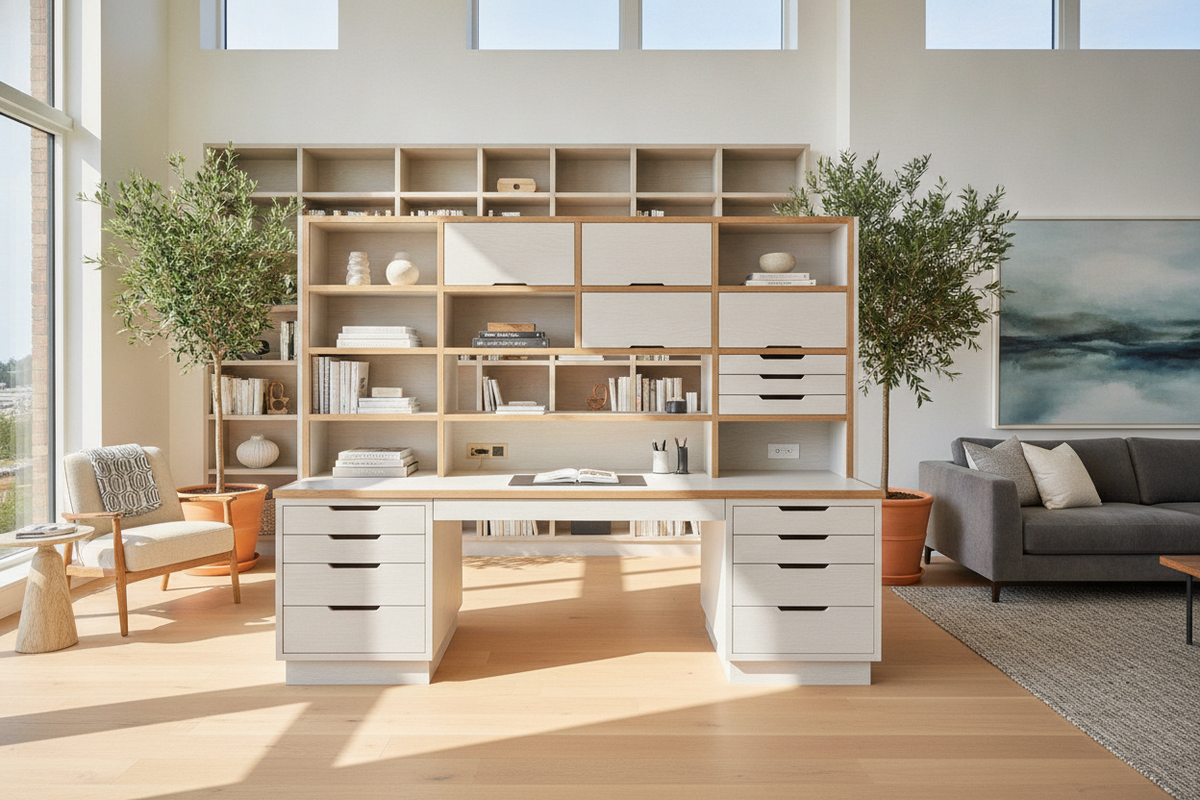 Custom Built-In Desk Planning Guide: Workstation Architecture, Storage Zoning, and Layout Frameworks
