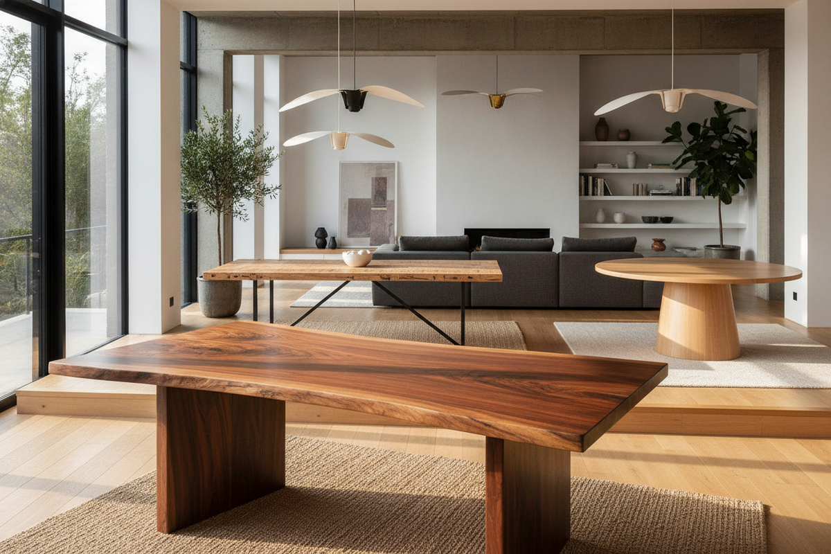 Unique Wood Dining Room Tables: Silhouettes, Timber Grains, and Spatial Selection Frameworks
