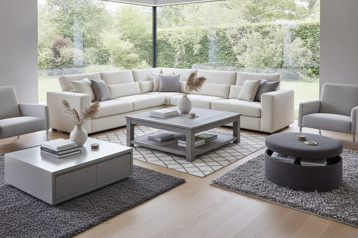 Gray Coffee Table Selection Guide: Tonal Palettes, Storage Types, and Living Room Layout Frameworks