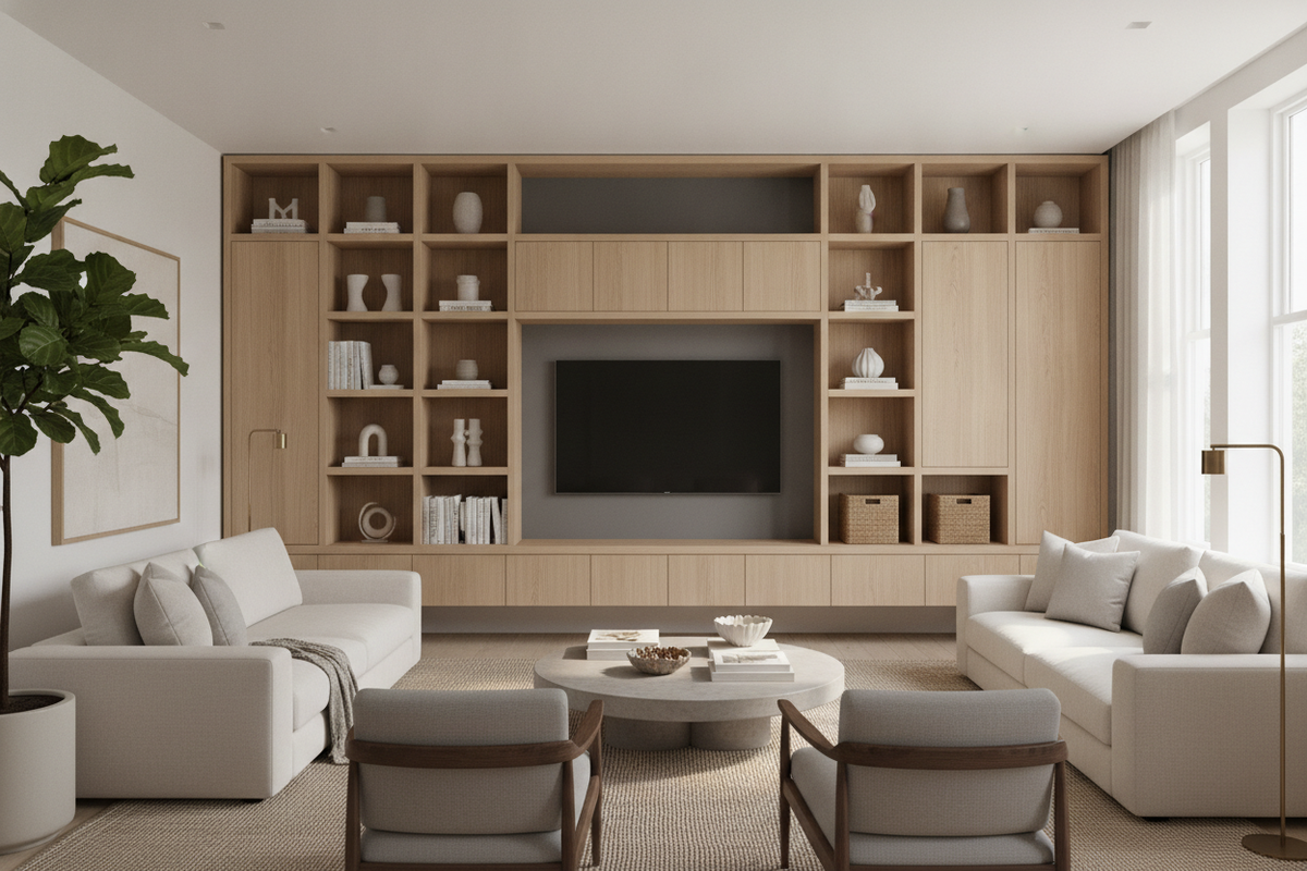 Built-In Furniture for Living Room: Layout Frameworks, Storage Zoning, and Spatial Planning Guide