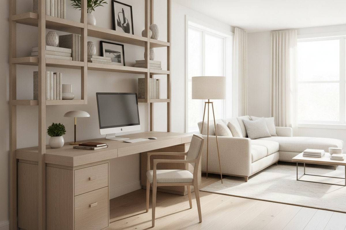 Desk with Shelf Above Guide: Overhead Clearances, Vertical Storage Zoning, and Workstation Layouts