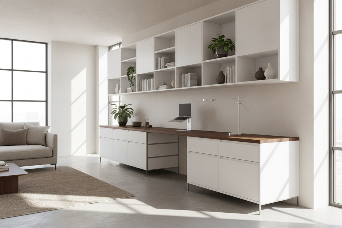 Desk from IKEA Cabinets Guide: Modular Bases, Span Support, and Custom Office Built-Ins
