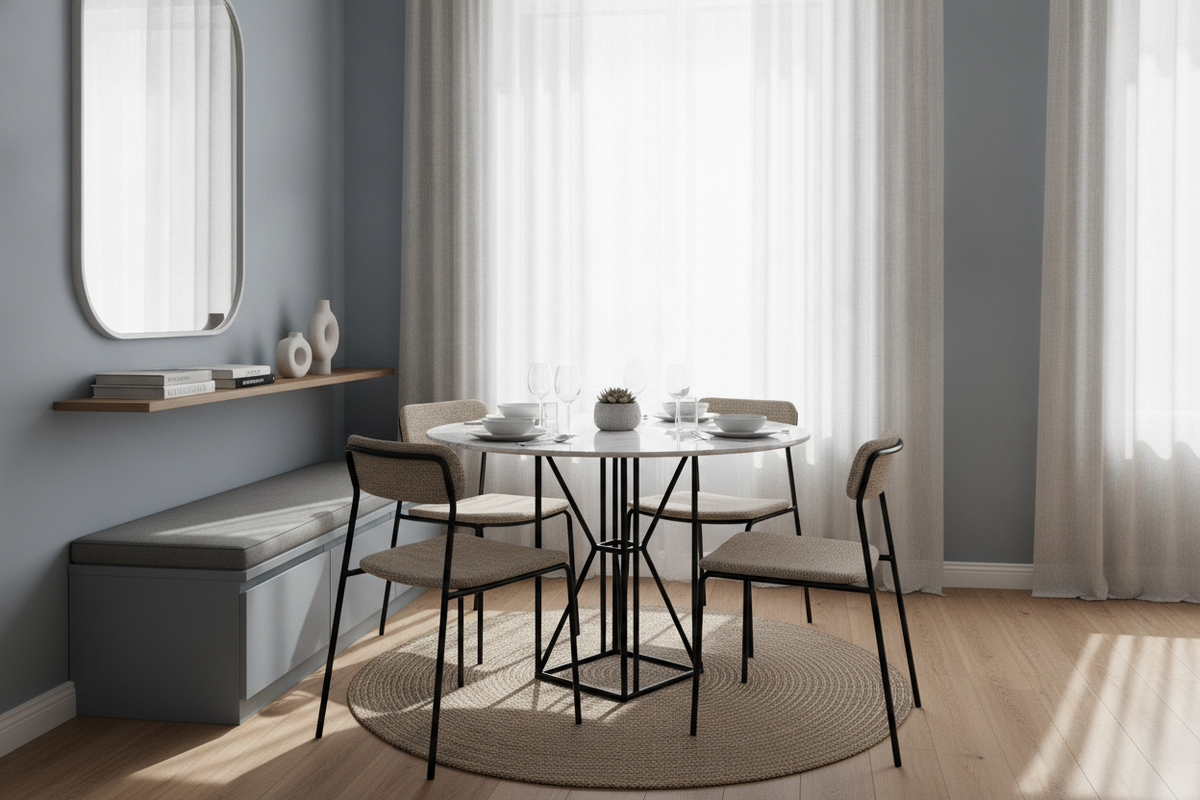 Dining Room Tables for Small Spaces: Compact Silhouettes, Base Geometry, and Multi-Functional Layout Frameworks