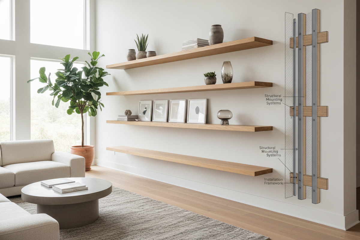 Floating Shelf Tutorial: Structural Mounting Systems, Hidden Brackets, and Installation Frameworks