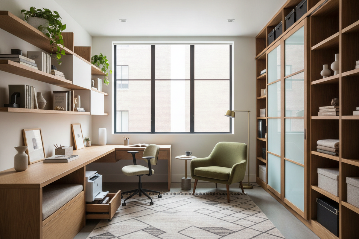 Home Office and Storage: Spatial Layouts, Multi-Functional Furniture, and Small-Space Organization Frameworks