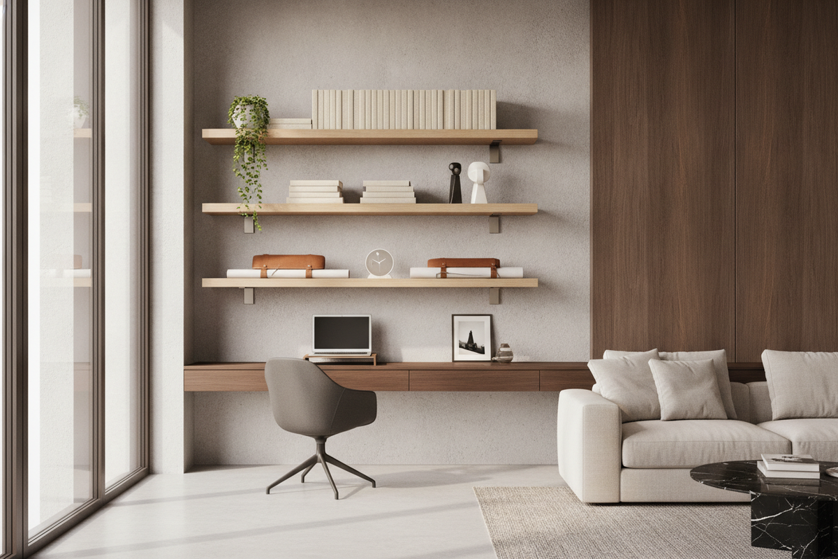 How to Choose Floating Office Shelves: Buyer Guide to Sizing, Brackets, and Layouts