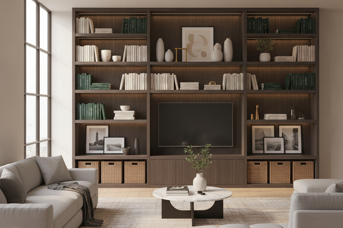 Built-In Bookshelf Styling: Step-by-Step Decorating Rules for Living Room Shelves and Wall Units