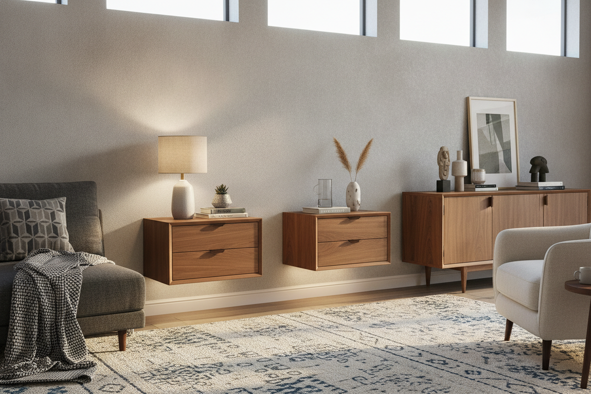 Mid Century Floating Nightstand Guide: Wall Mounting, Sizing, and Styling